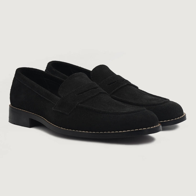 Baxton 黑色 Suede Leather Loafers 男士
