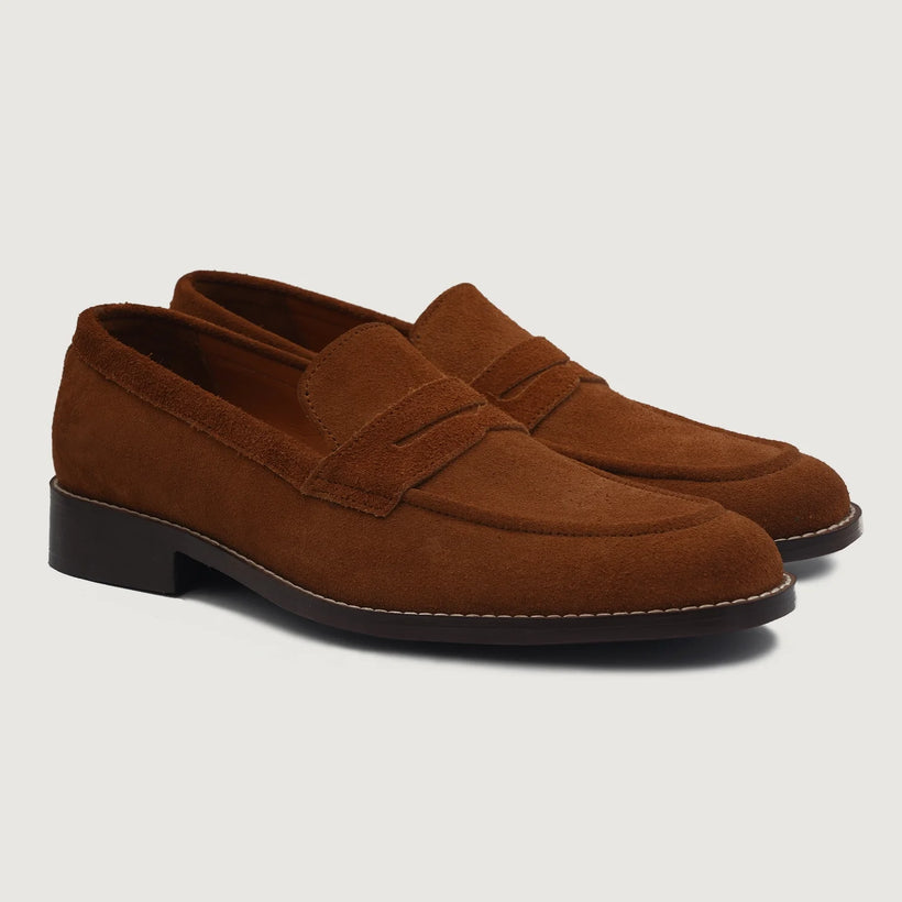 Baxton 棕色 Suede Leather Loafers 男士