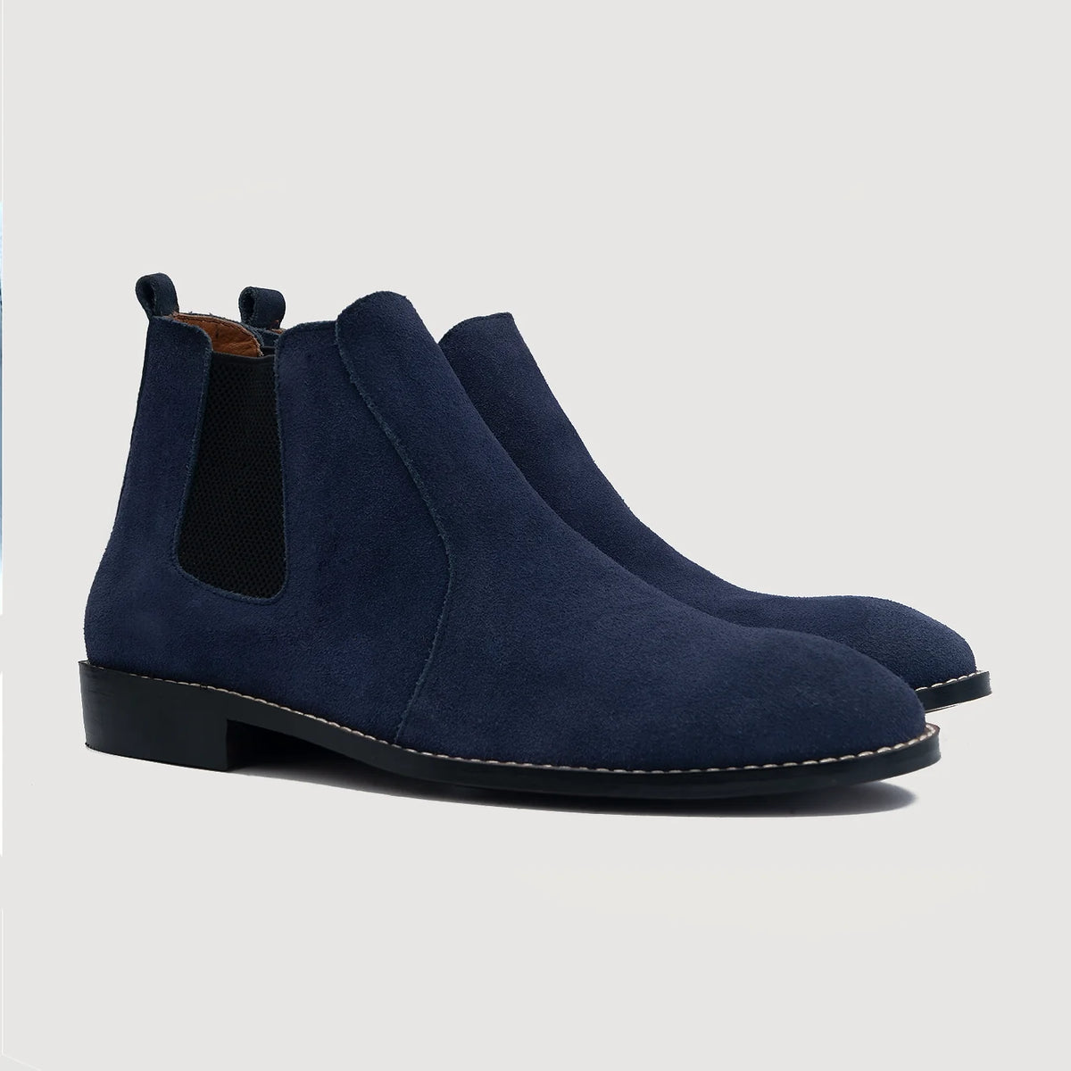 Clarkson Chelsea Midnight 深海蓝 Suede 真皮工装靴马丁靴 男士 For Men in Midnight Blue Goatskin Suede - 侧面轮廓视角 | 官方商城选购