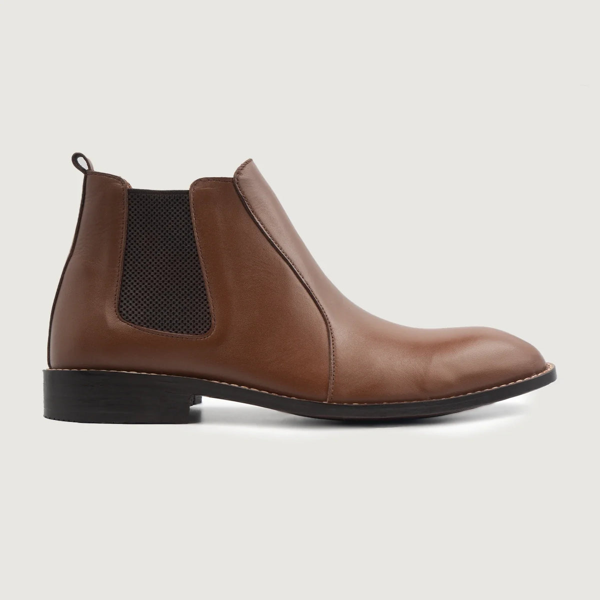 Brown Full-Grain leather Boots - 固特异沿条缝制工艺与鞋头细节