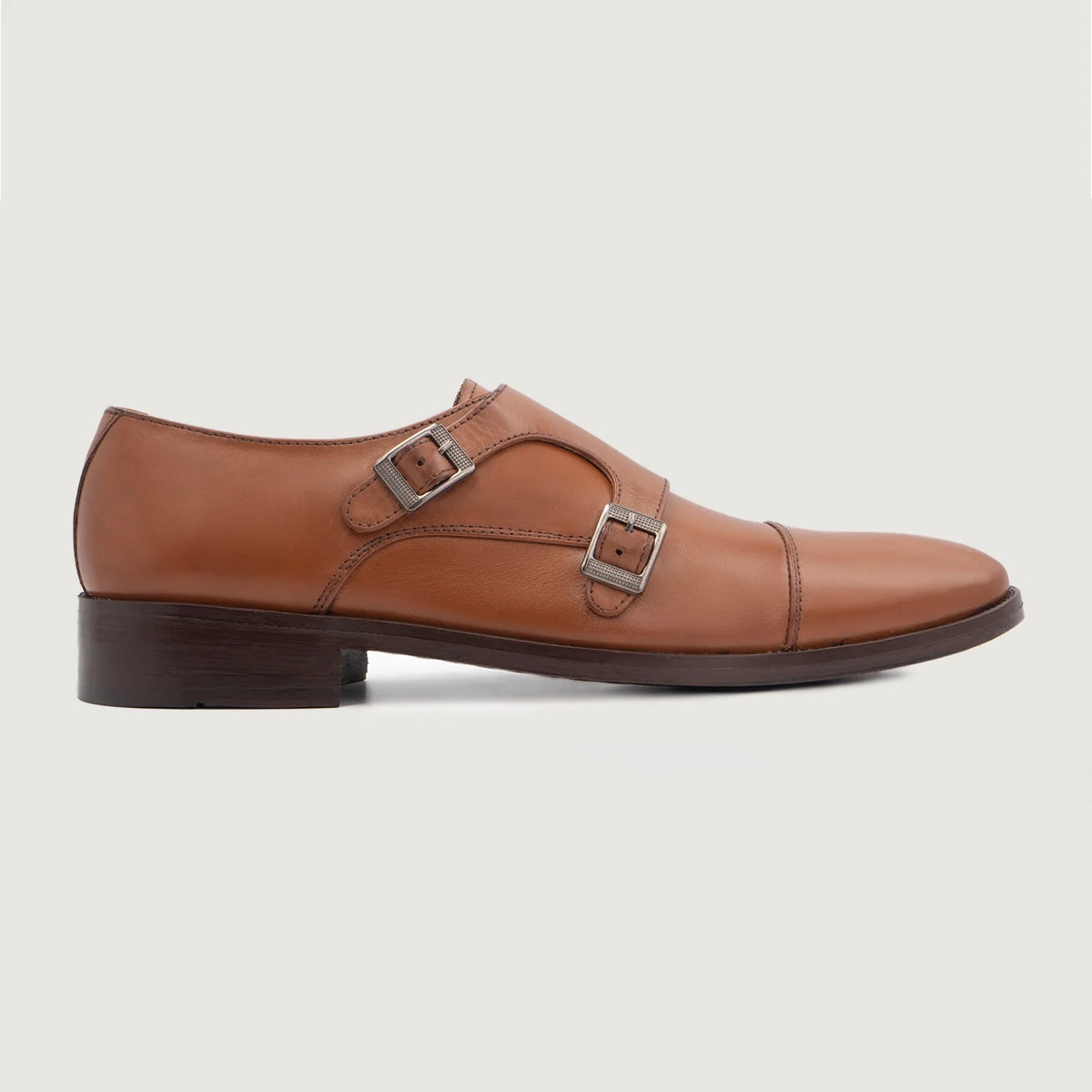 Tan Full-Grain leather Shoes - 固特异沿条缝制工艺与鞋头细节