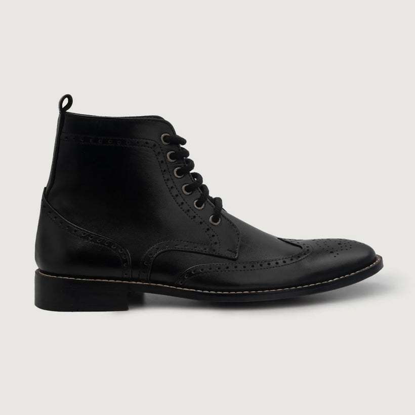 Duster Brogues Derby 经典黑 真皮工装靴马丁靴 男士
