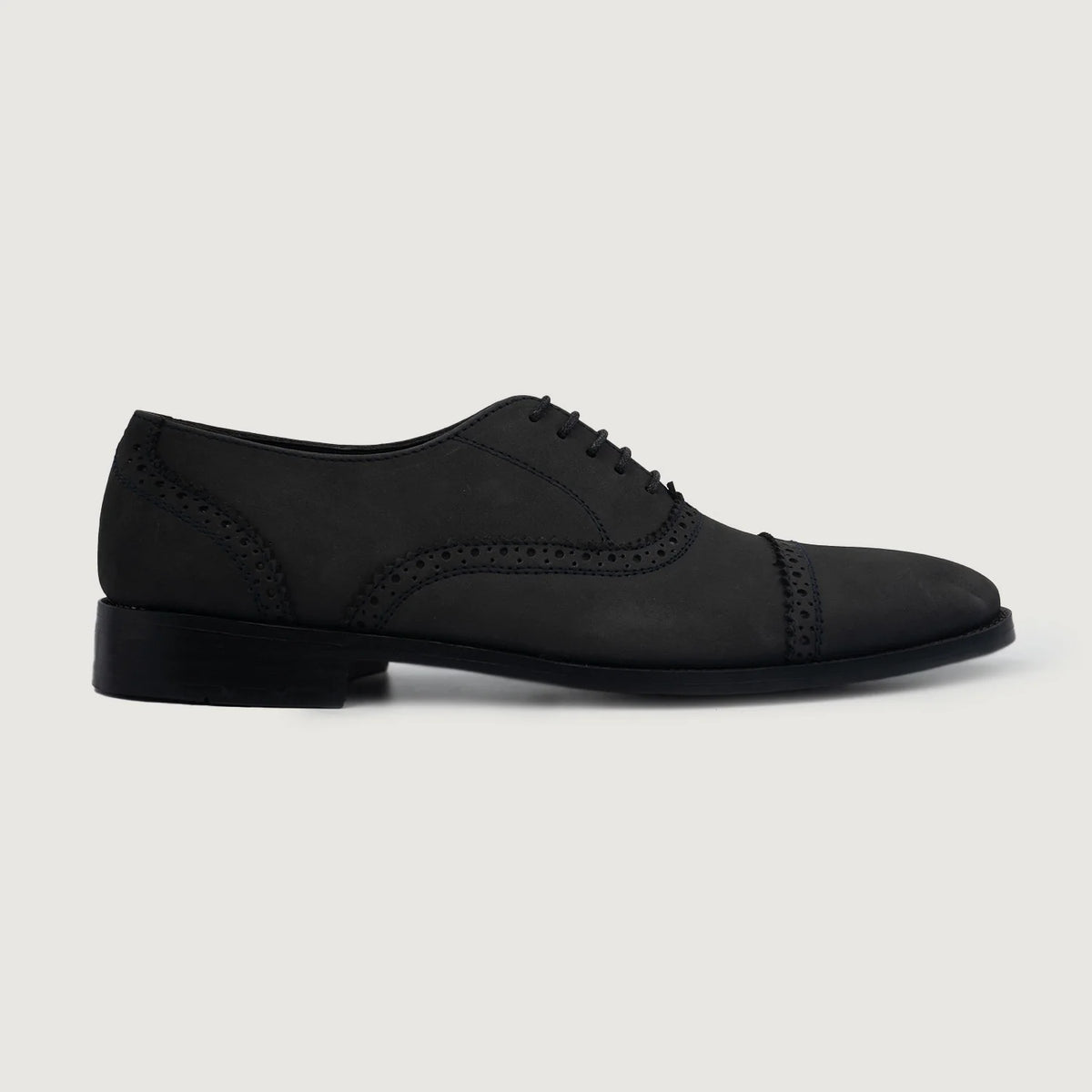 Black Full-Grain leather Shoes - 固特异沿条缝制工艺与鞋头细节