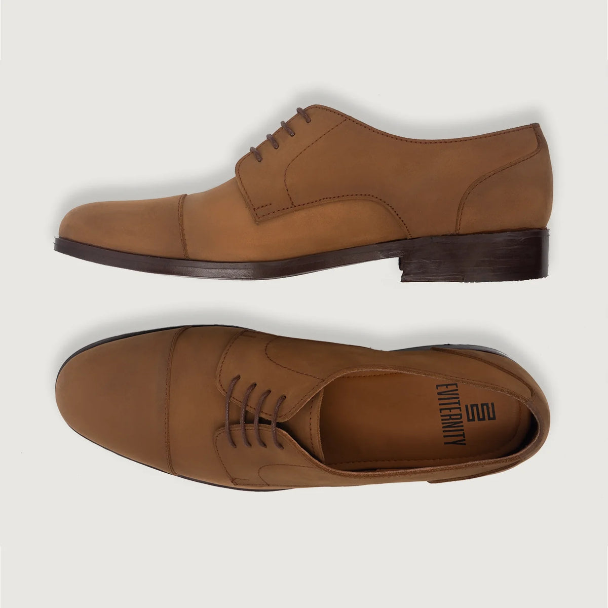 Attorney Derby 复古棕 Nubuck 真皮皮鞋 男士 For Men - 加固鞋跟护壁与高密度双排走线细节