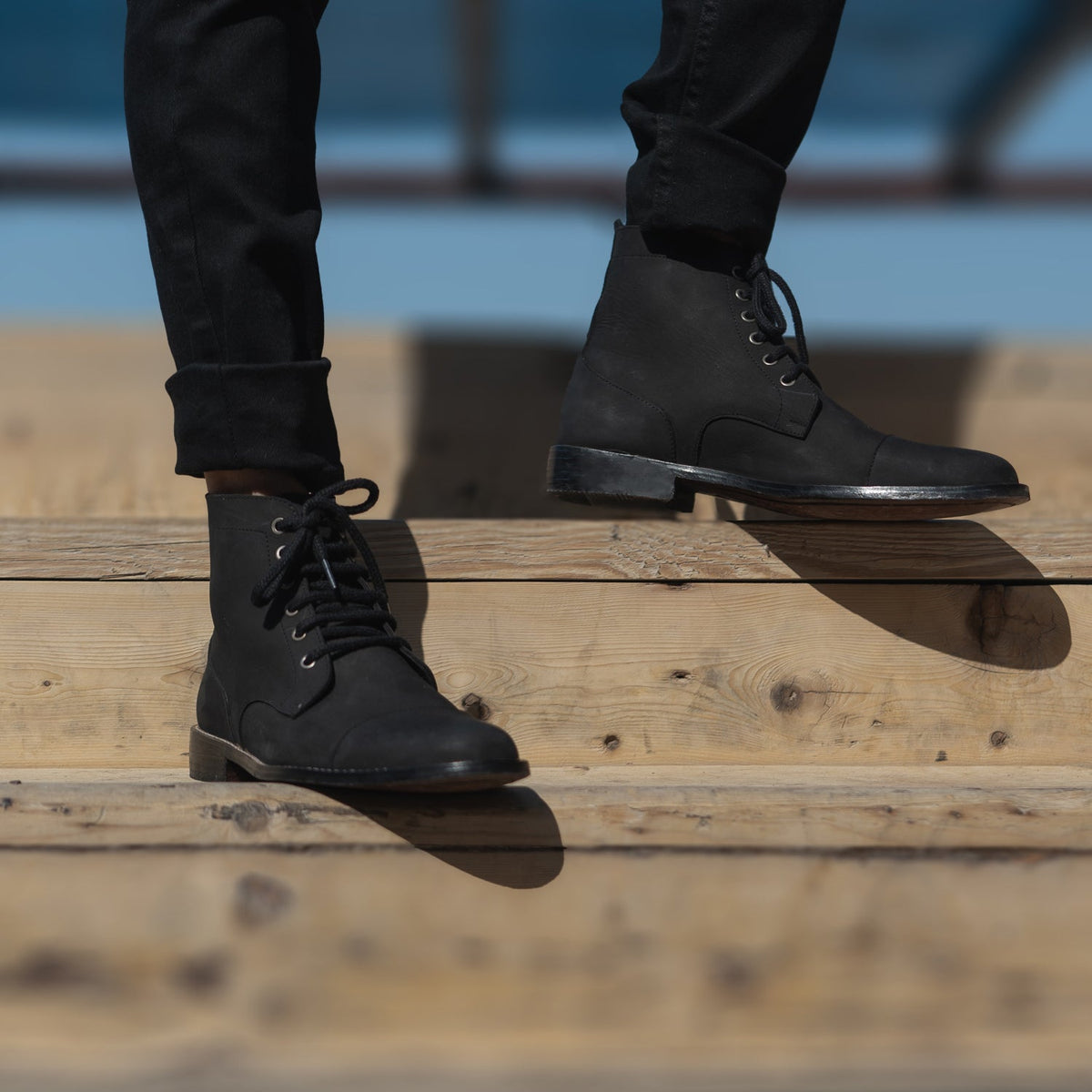 Orlaven Knight Derby 经典黑 Nubuck 真皮工装靴马丁靴 男士 footwear image 9
