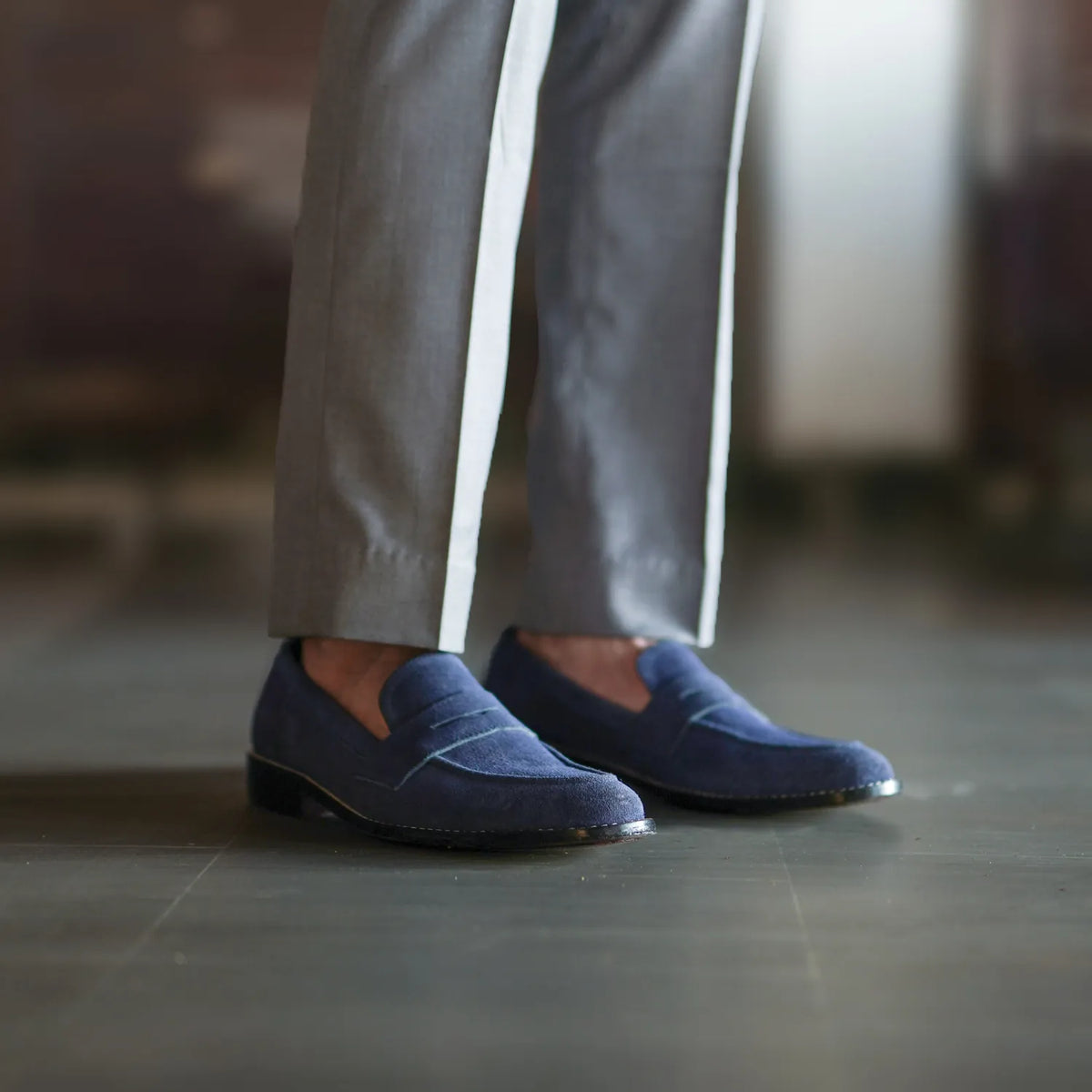 Orlaven Baxton 深海蓝 Suede 真皮乐福鞋 男士 footwear image 9