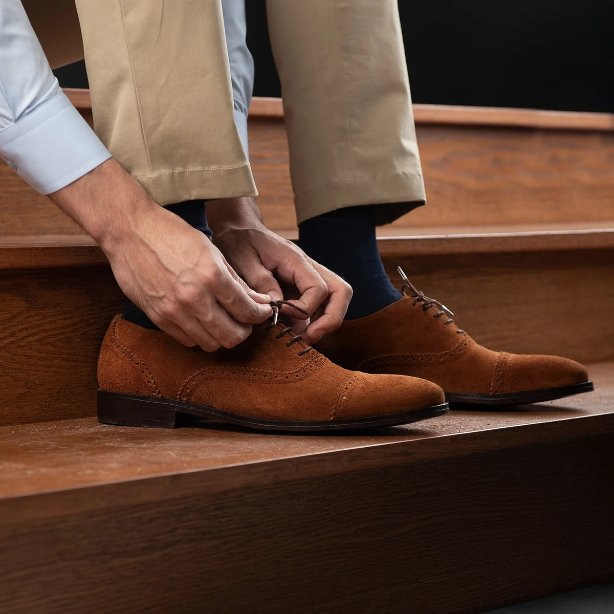 Orlaven Greyson Brogues Oxford 复古棕 Suede 真皮皮鞋 男士 footwear image 9