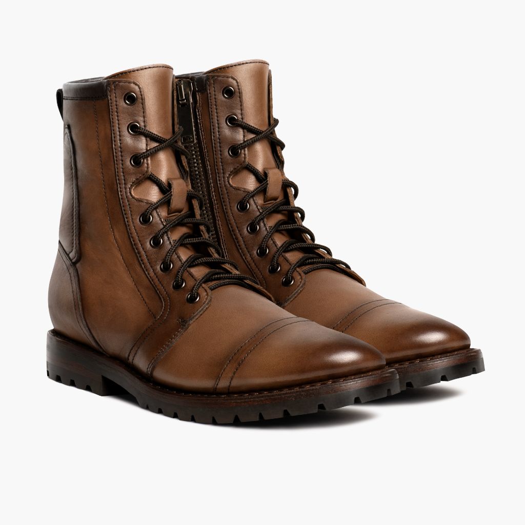 Casa Moto Amber Wheat 真皮工装靴马丁靴 男士 in Classic Full-Grain Leather - 正面版型与定制立体剪裁轮廓 | 官方商城选购