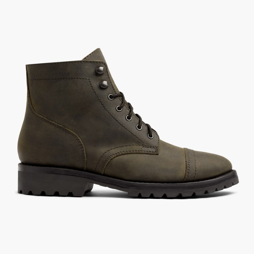 Captain StormKing® Dark Olive Matte Leather Boots 男士