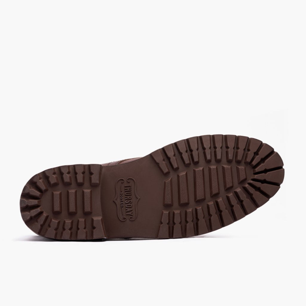 High-Traction Rubber Outsole & Lug Tread Pattern on Captain StormKing® Whiskey 真皮工装靴马丁靴 男士