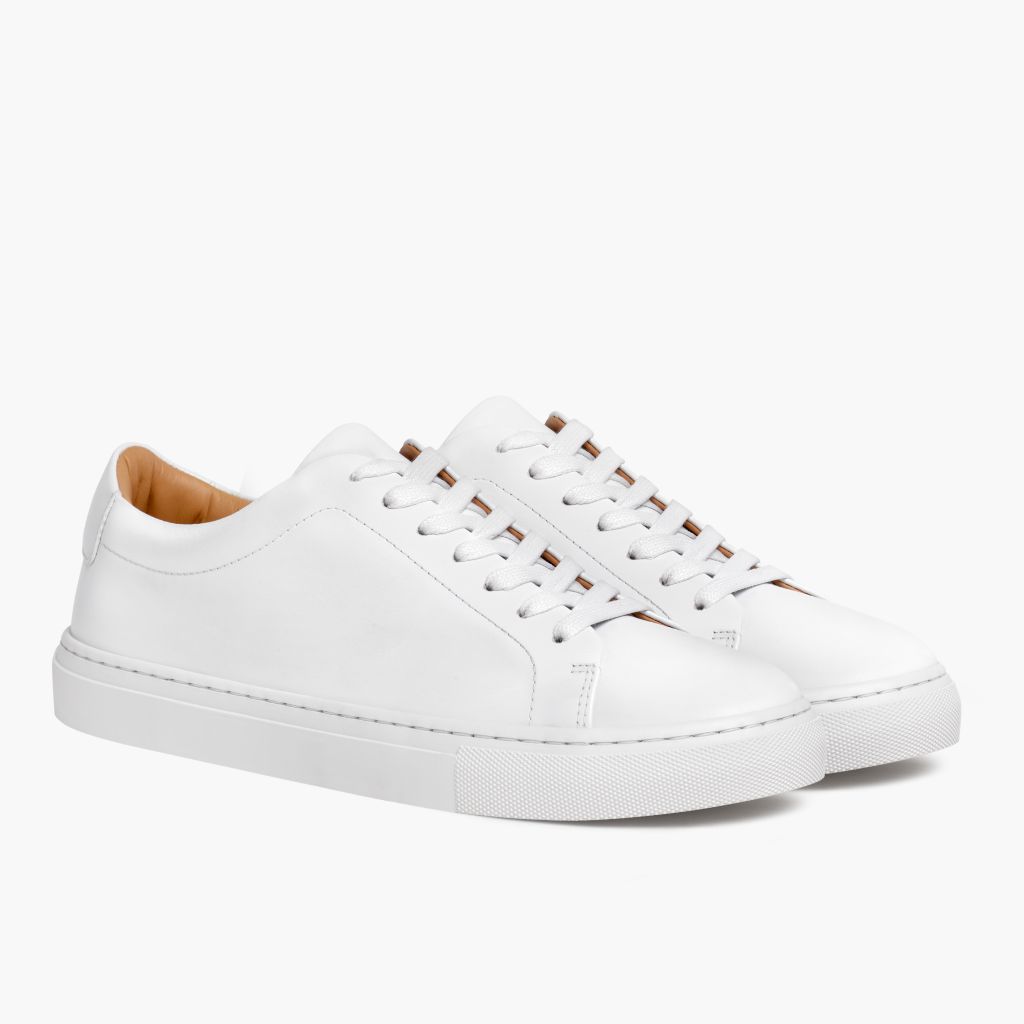 Encore White Leather Sneakers in White Full-Grain Leather - 侧面轮廓视角 | 官方商城选购
