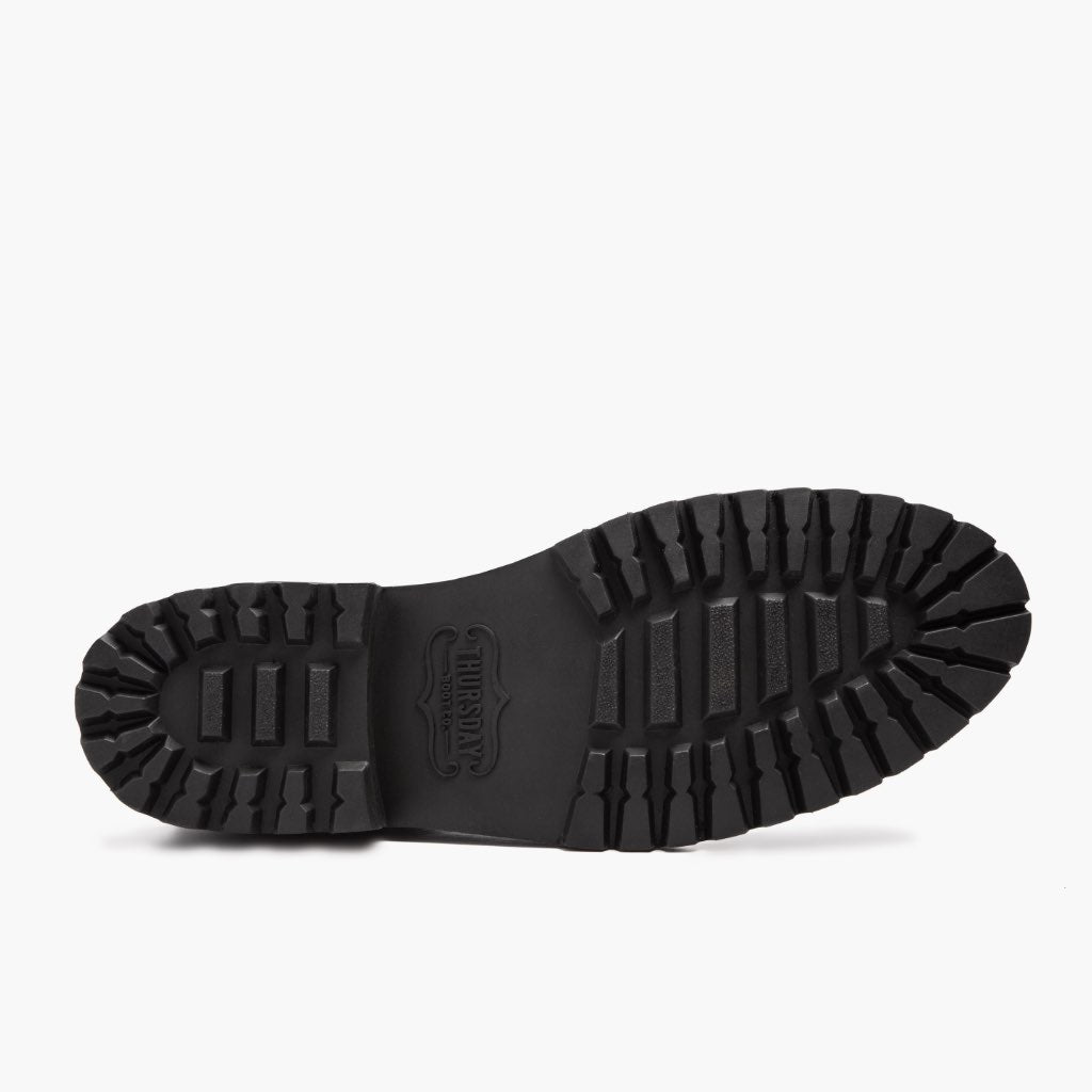 High-Traction Rubber Outsole & Lug Tread Pattern on Legend 经典黑 Matte 真皮工装靴马丁靴 男士