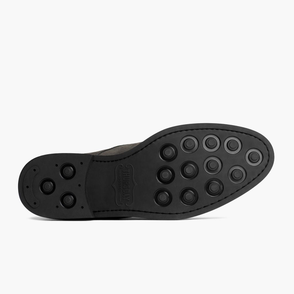 High-Traction Rubber Outsole & Lug Tread Pattern on Cadet Shadow Grey 真皮工装靴马丁靴 男士
