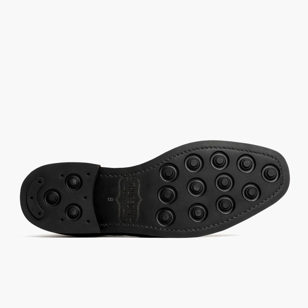 High-Traction Rubber Outsole & Lug Tread Pattern on Wingtip 经典黑 真皮工装靴马丁靴 男士 For Men