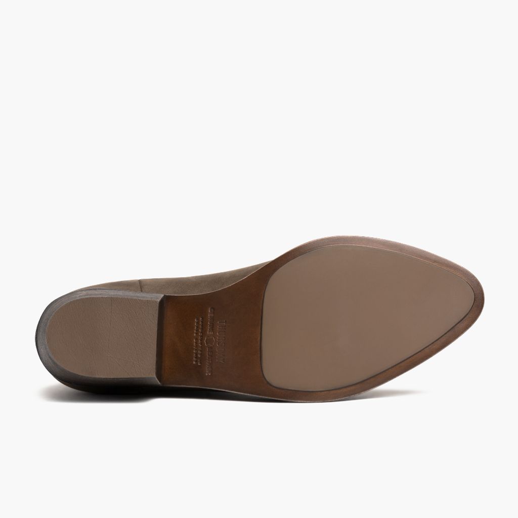 High-Traction Rubber Outsole & Lug Tread Pattern on Dreamer Bootie Tobacco 真皮工装靴马丁靴 女士