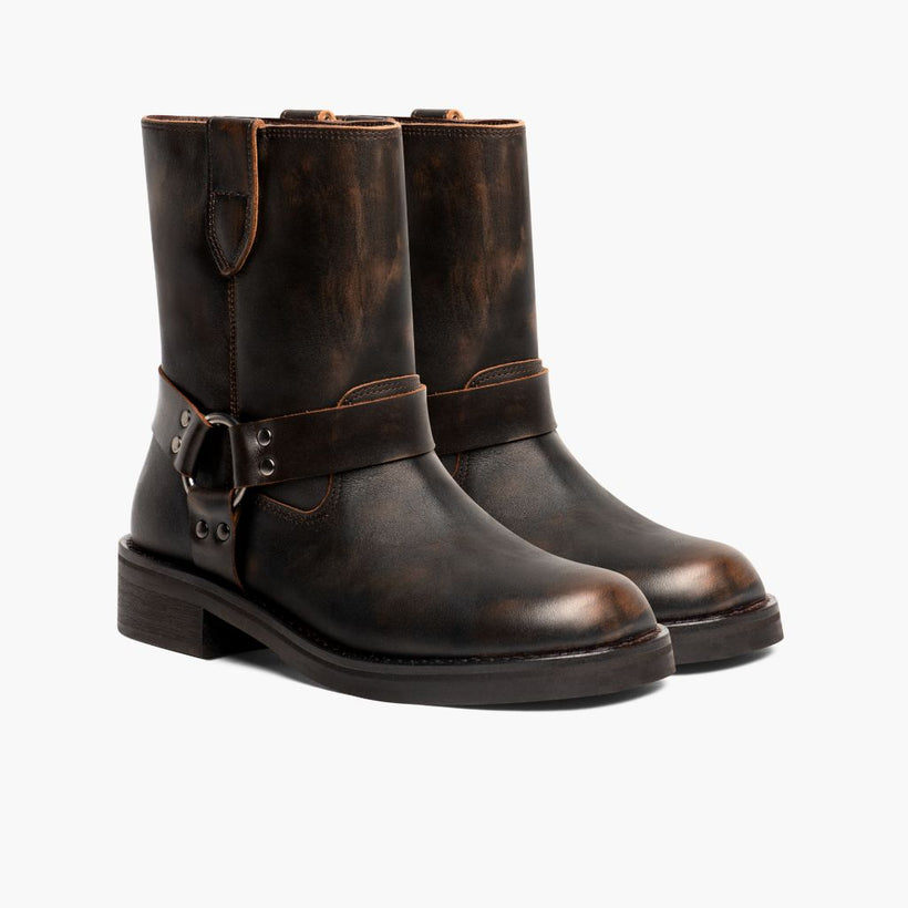 Outlaw 复古 棕色 Leather Boots 女士
