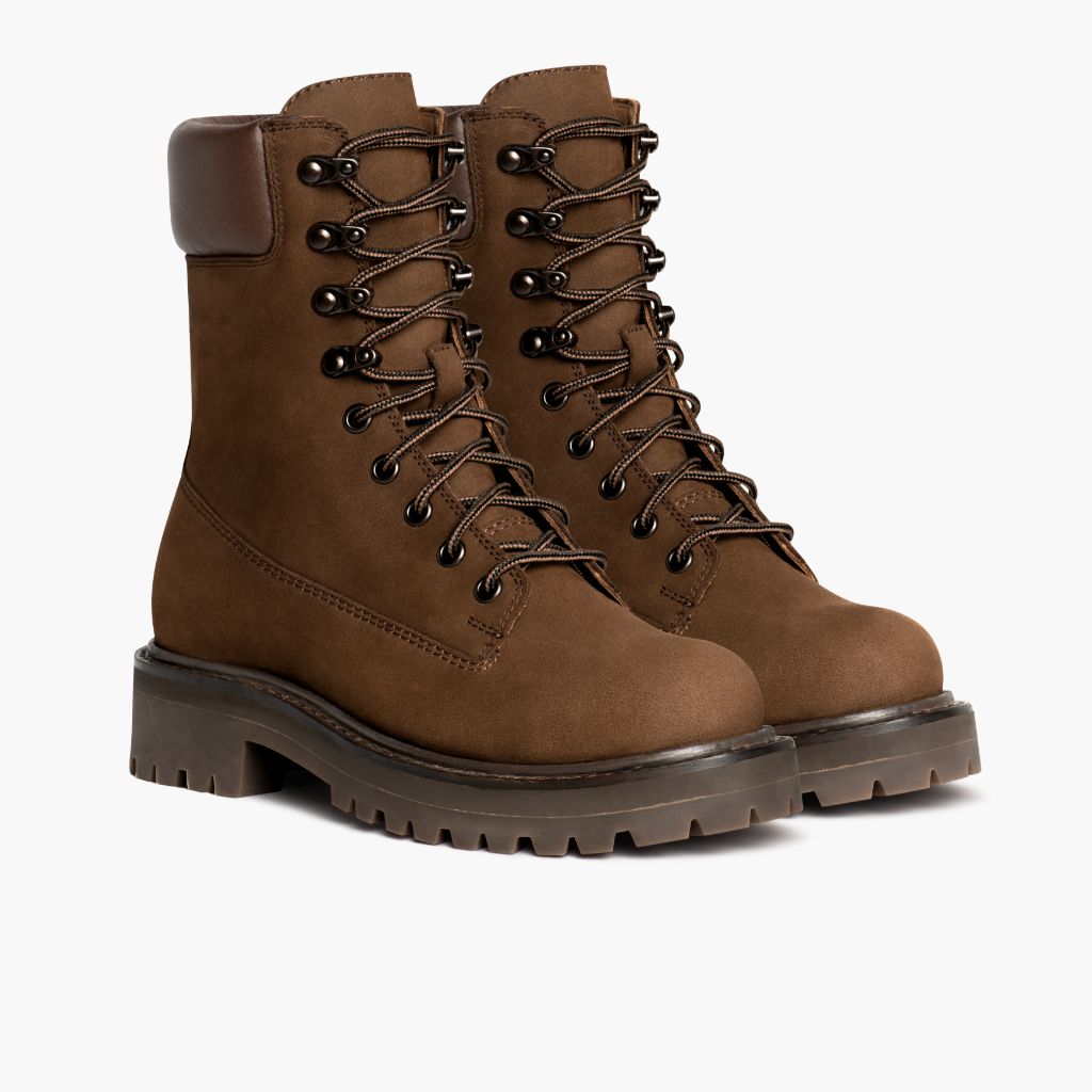 Tan Full-Grain leather Boots - 固特异沿条缝制工艺与鞋头细节