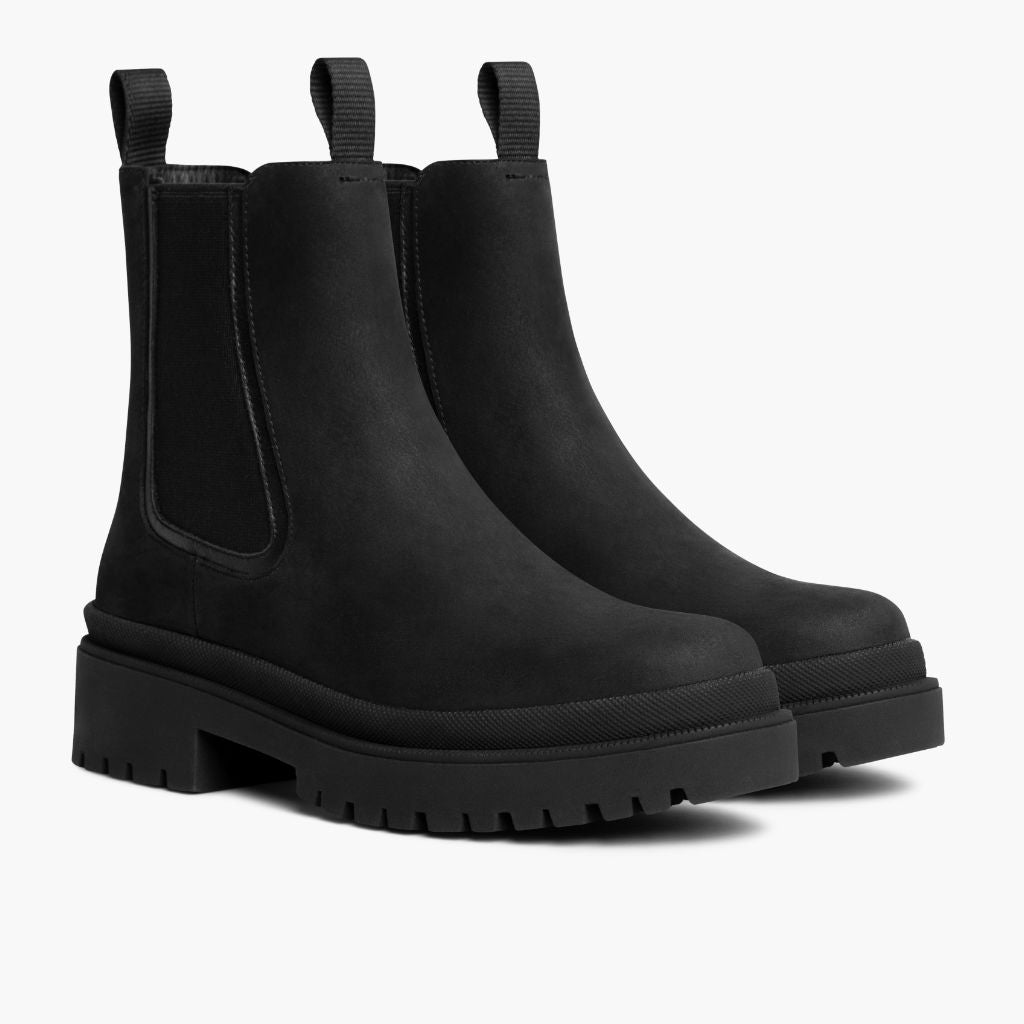 Black Full-Grain leather Boots - 固特异沿条缝制工艺与鞋头细节