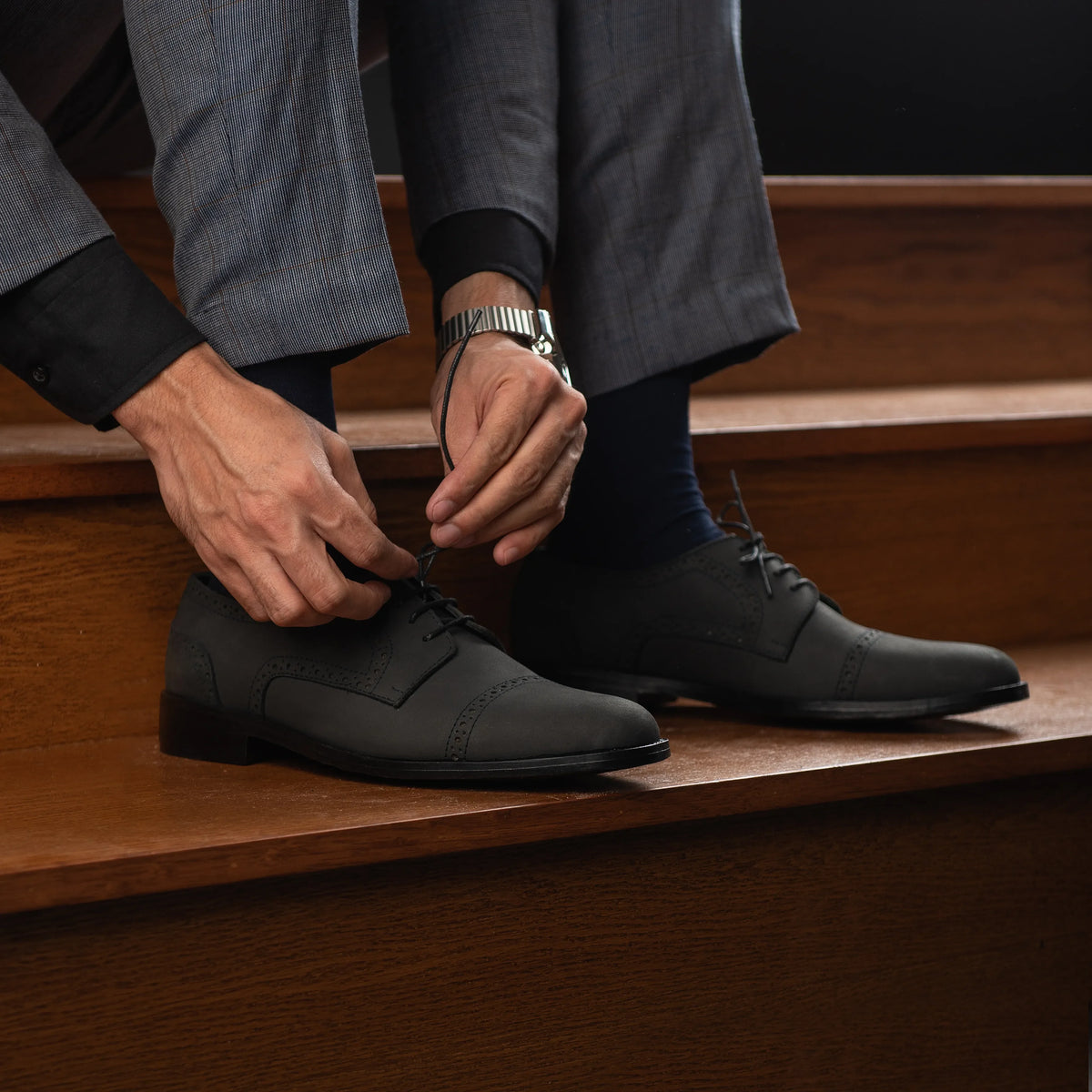 Orlaven Dirk Brogues Derby 经典黑 Nubuck 真皮皮鞋 男士 footwear image 10
