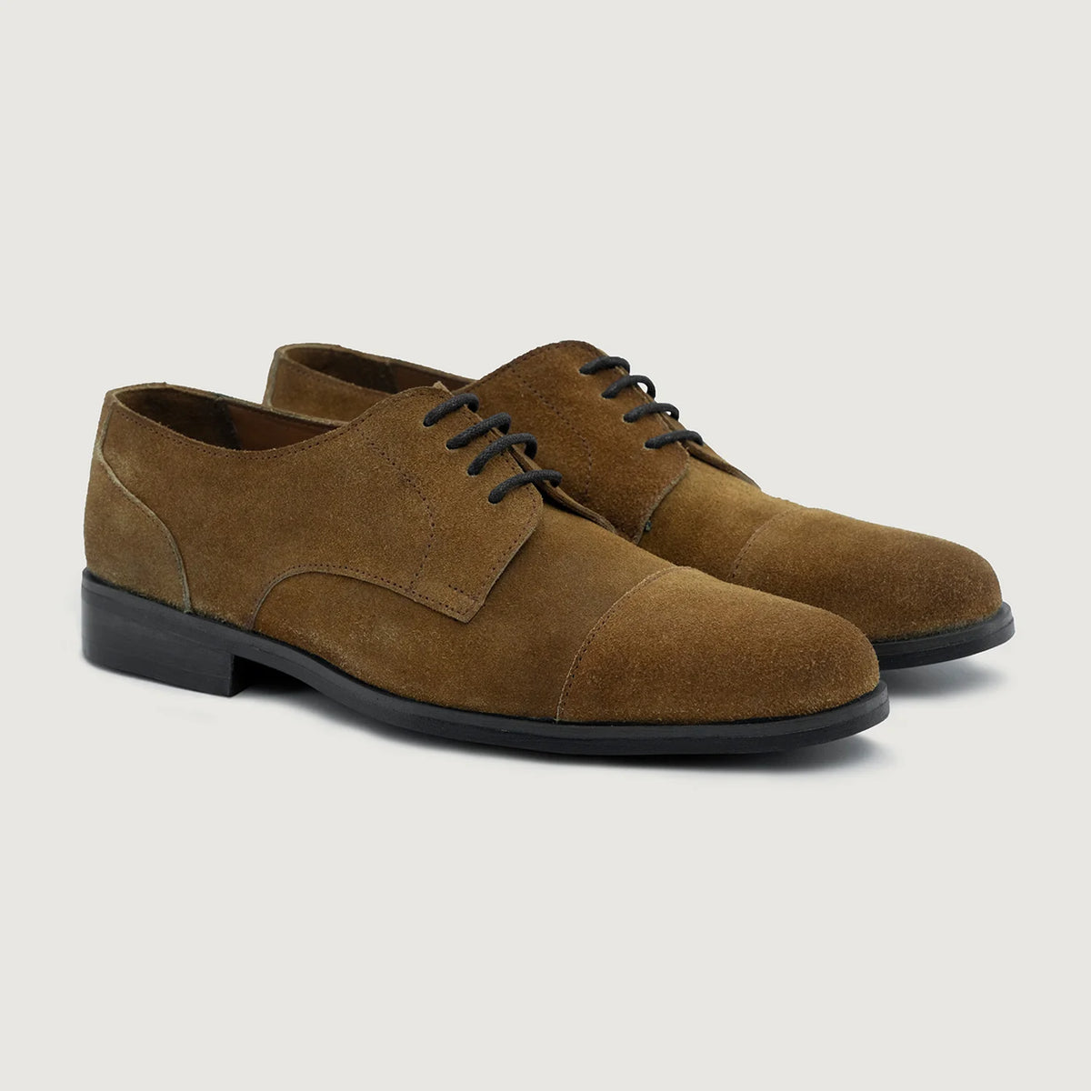 Attorney Derby Brown Suede Leather Shoes StudGuard For Men in Brown Goatskin Suede - 侧面轮廓视角 | 官方商城选购