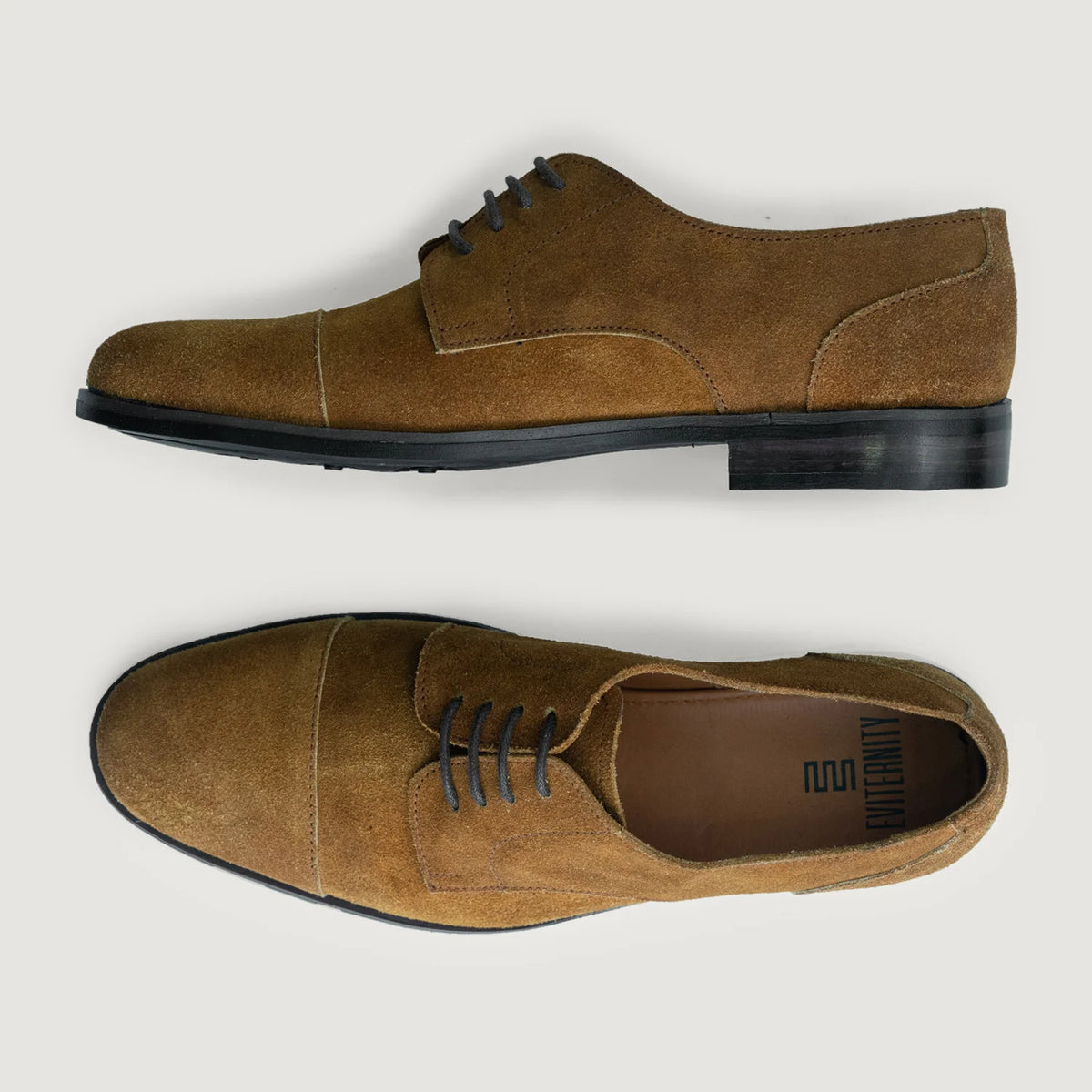Attorney Derby Brown Suede Leather Shoes StudGuard For Men - 加固鞋跟护壁与高密度双排走线细节