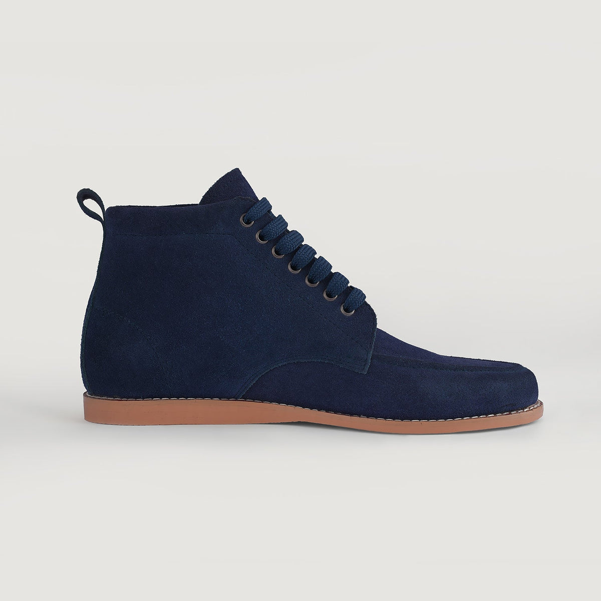 Blue Goatskin Suede Leather Boots - 固特异沿条缝制工艺与鞋头细节