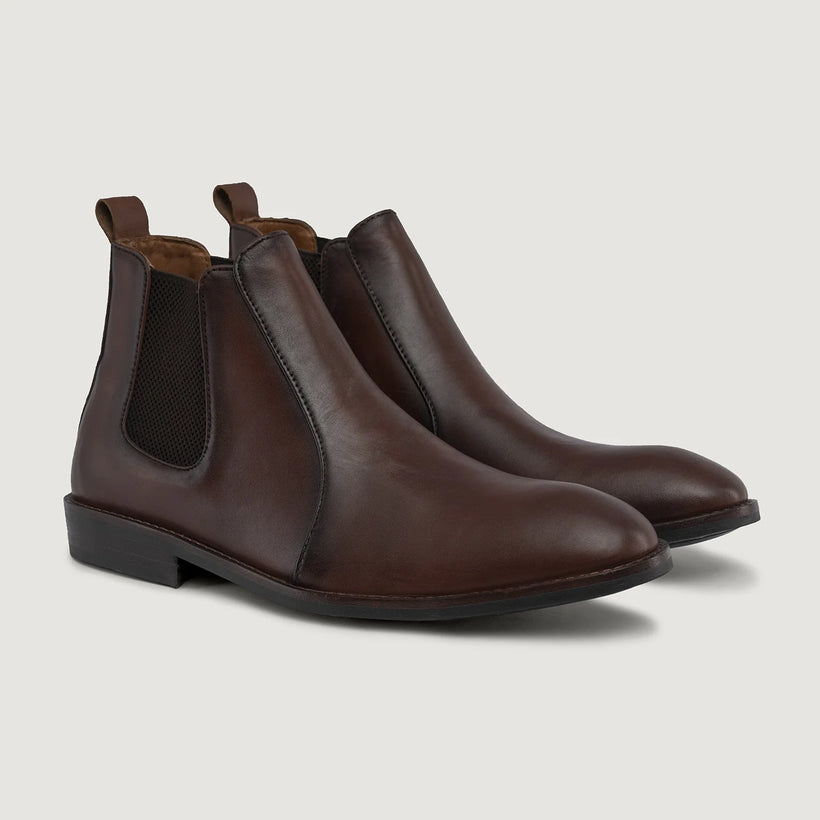 Clarkson Chelsea 棕色 Burnished Leather Boots - StudGuard 男士