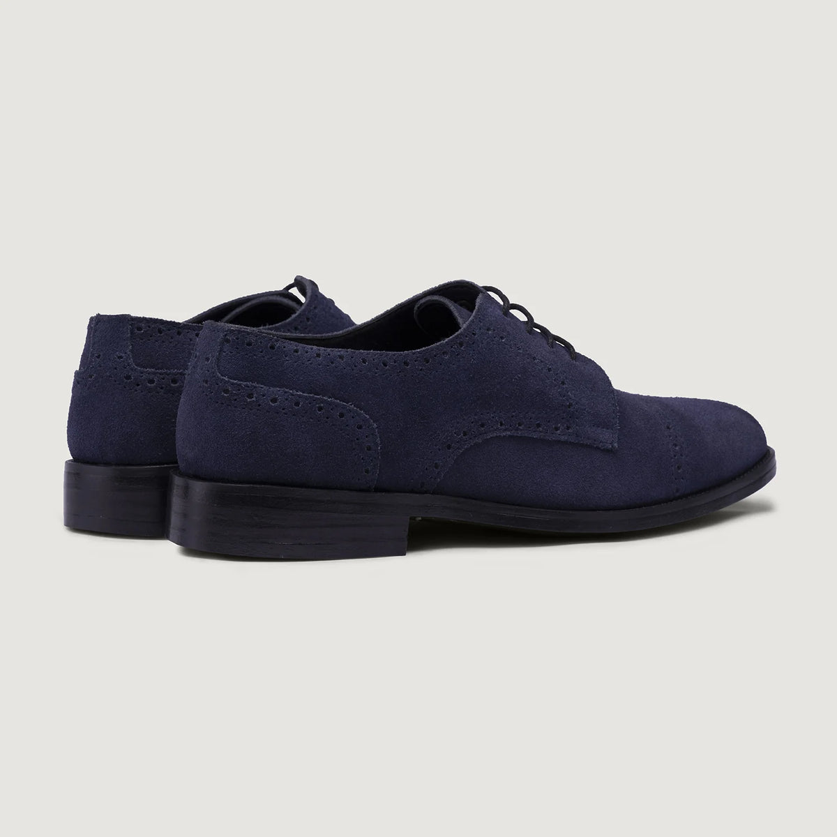 Dirk Brogues Derby 深海蓝 Suede 真皮皮鞋 - StudGuard 男士 - 加固鞋跟护壁与高密度双排走线细节