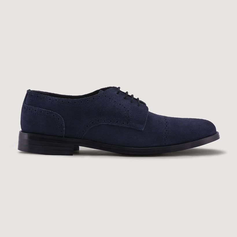Dirk Brogues Derby Blue Suede Leather Shoes - StudGuard 男士