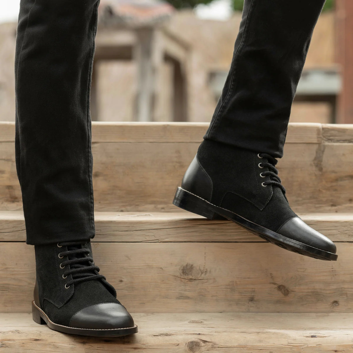 Orlaven Knight Derby Hybrid 经典黑 真皮工装靴马丁靴 - StudGuard 男士 footwear image 9