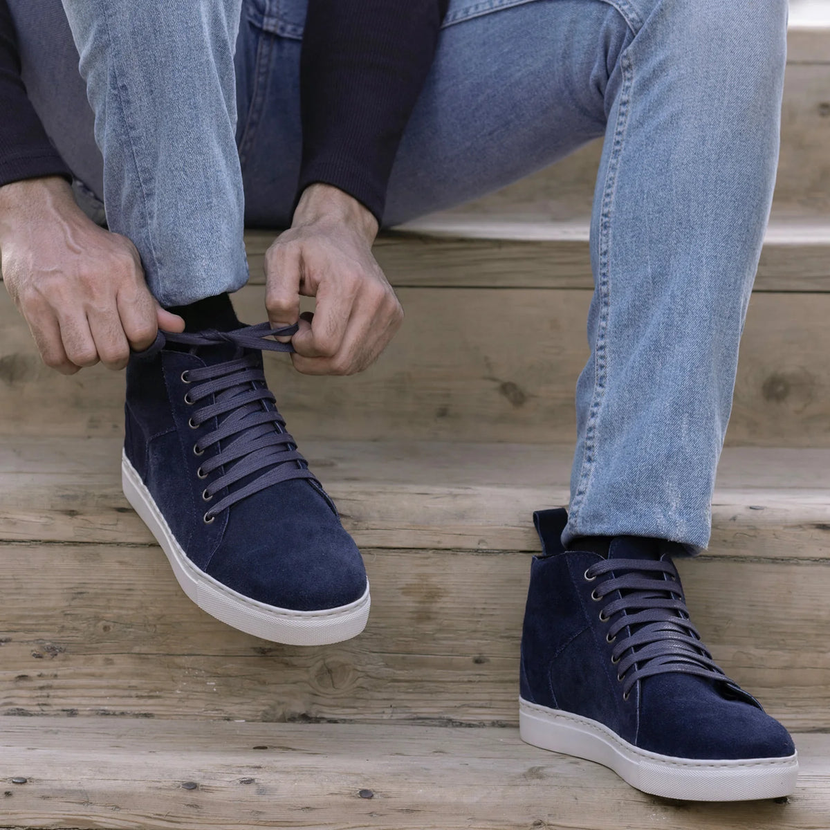 Orlaven Marty High Top 深海蓝 Suede 真皮休闲板鞋运动鞋 男士 footwear image 10