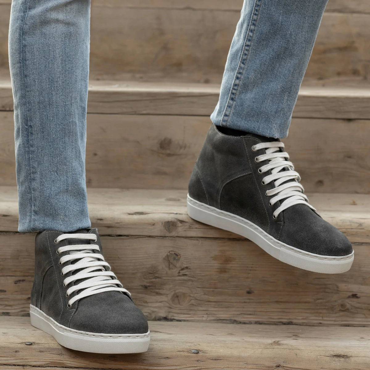Orlaven Marty High Top Grey Suede 真皮休闲板鞋运动鞋 男士 footwear image 9