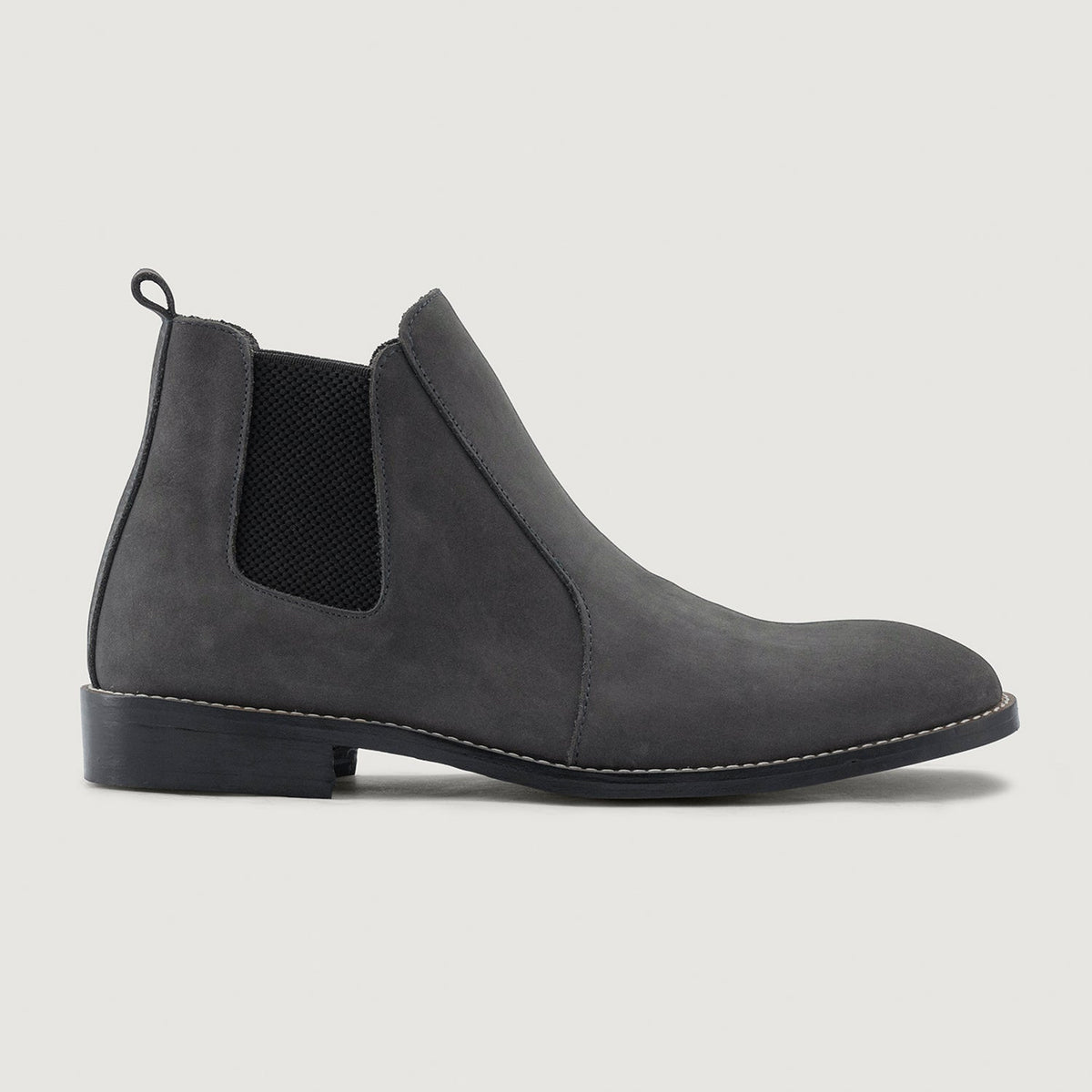 Grey Full-Grain leather Boots - 固特异沿条缝制工艺与鞋头细节
