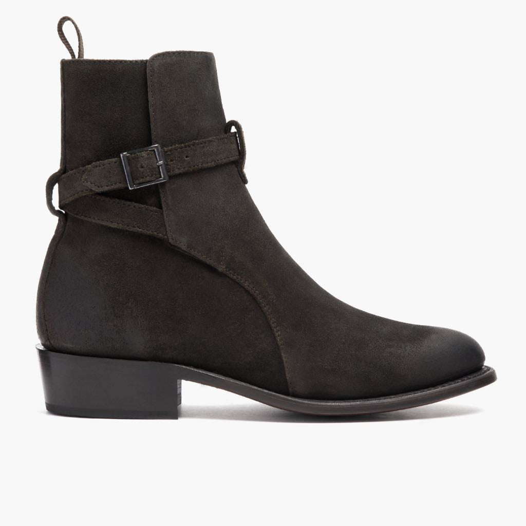 Olive Full-Grain leather Boots - 固特异沿条缝制工艺与鞋头细节