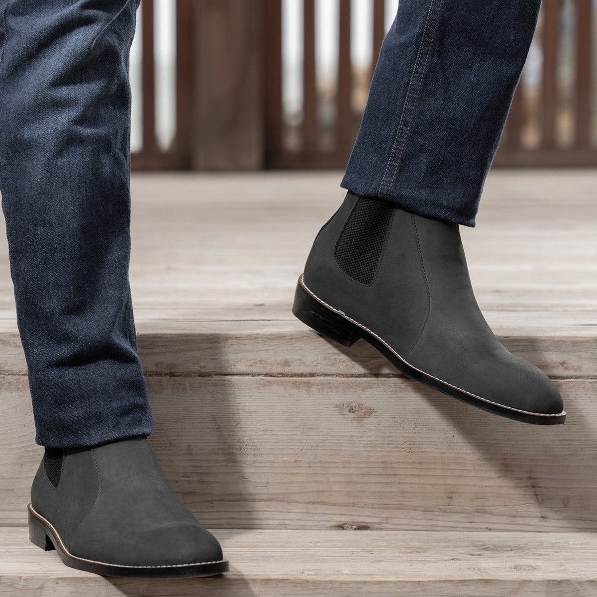 Orlaven Clarkson Chelsea Grey Nubuck 真皮工装靴马丁靴 - StudGuard 男士 footwear image 9