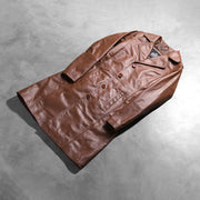 
Open Hem & Hem Craftsmanship Construction Detail on Alexis 复古棕 Single Breasted 真皮大衣 女士