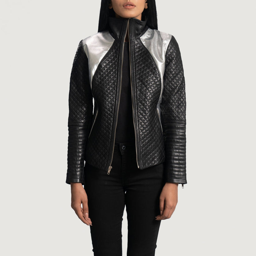 Alia Metallic 黑色 真皮机车夹克 女士
