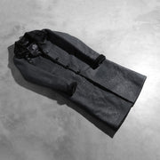 
Open Hem & Hem Craftsmanship Construction Detail on Alina Shearling 经典黑 真皮大衣 女士