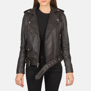 Women's Alison 棕色 真皮机车夹克 女士 in Brown Sheepskin Leather - Front Profile View &amp; Tailored Silhouette | Buy Online