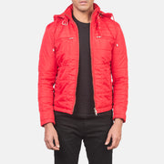 
Alps Quilted Red Windbreaker Jacket in Red Nylon - 正面版型与定制立体剪裁轮廓 | 官方商城选购