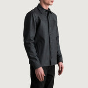 
Tumbled Black Sheepskin leather Jacket - 展现肩线贴合与利落下摆的背部视角