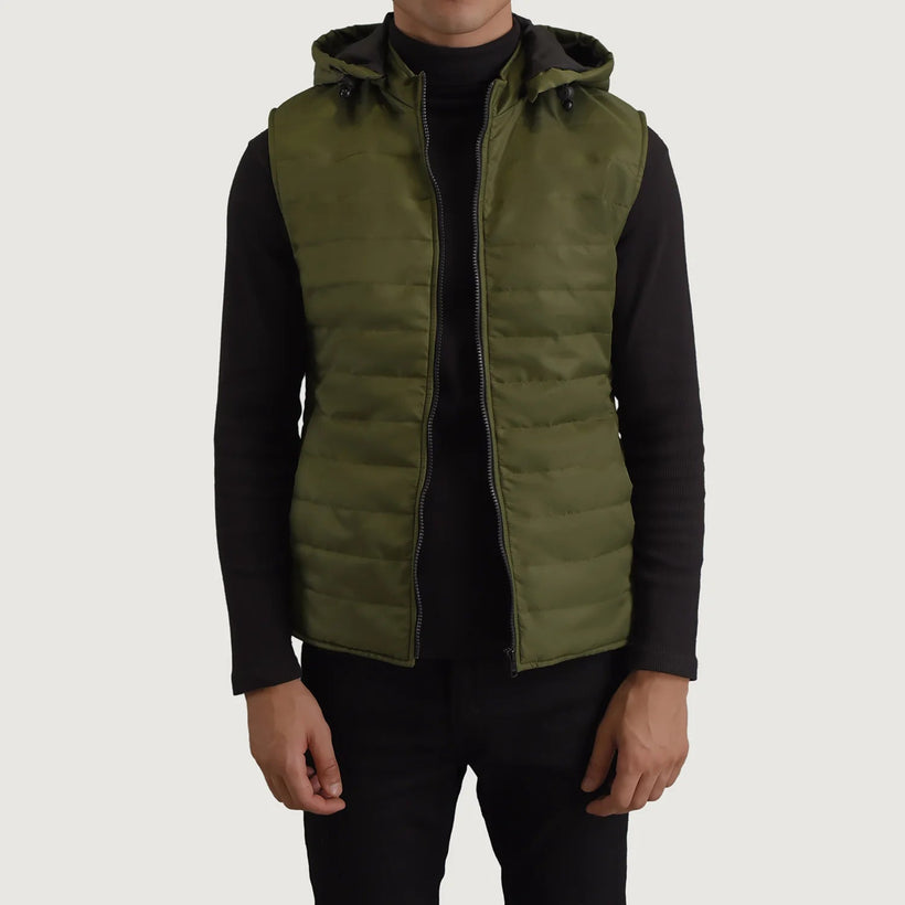 Carlo Green Hooded Puffer Vest 男士
