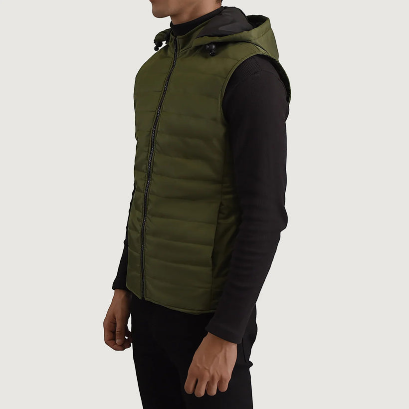 Carlo Green Hooded Puffer Vest 男士