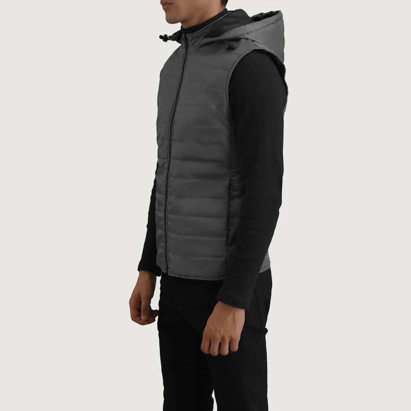 Carlo Grey Hooded Puffer Vest 男士