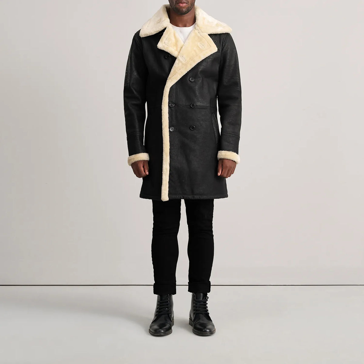 Charles 真皮大衣 棕色 Shearling 真皮大衣 男士 – alternate product view 3