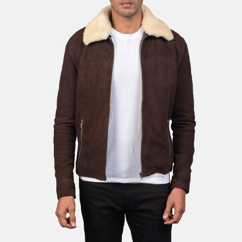 Coffner 棕色 Shearling Fur 真皮夹克 男士