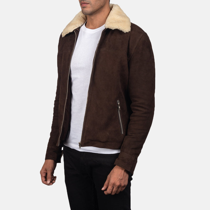 Coffner 棕色 Shearling Fur 真皮夹克 男士