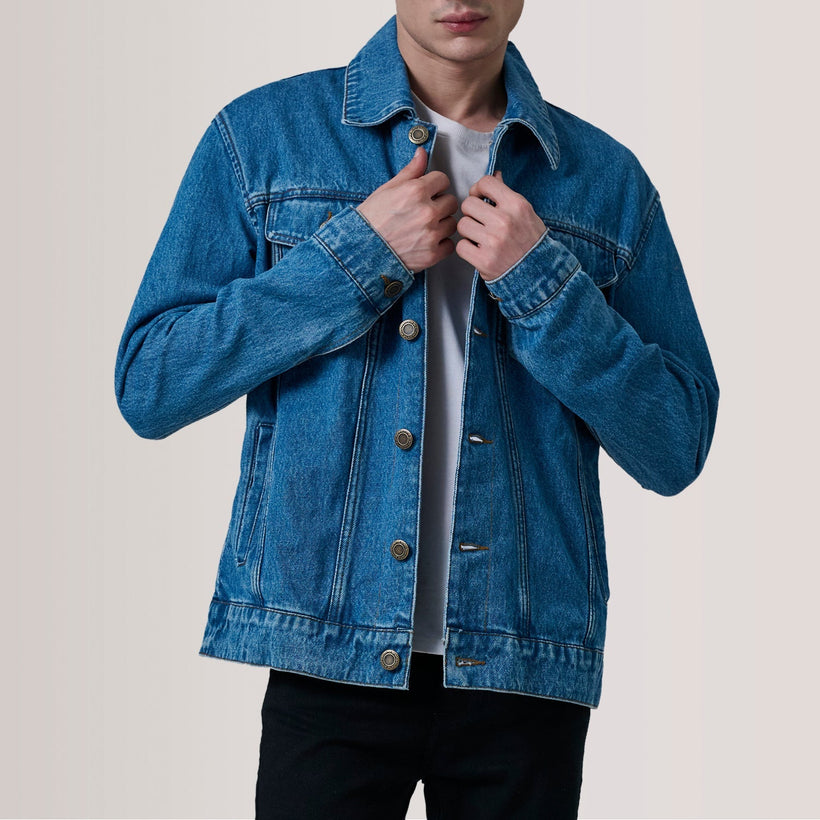 Conard Blue Denim Trucker 真皮夹克 男士