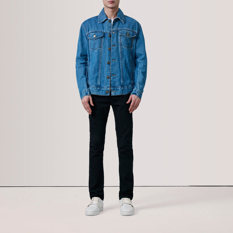 Conard Blue Denim Trucker 真皮夹克 男士