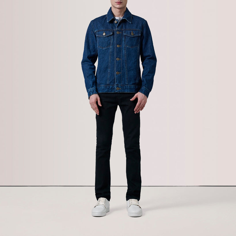Conard Dark Blue Denim Trucker 真皮夹克 男士